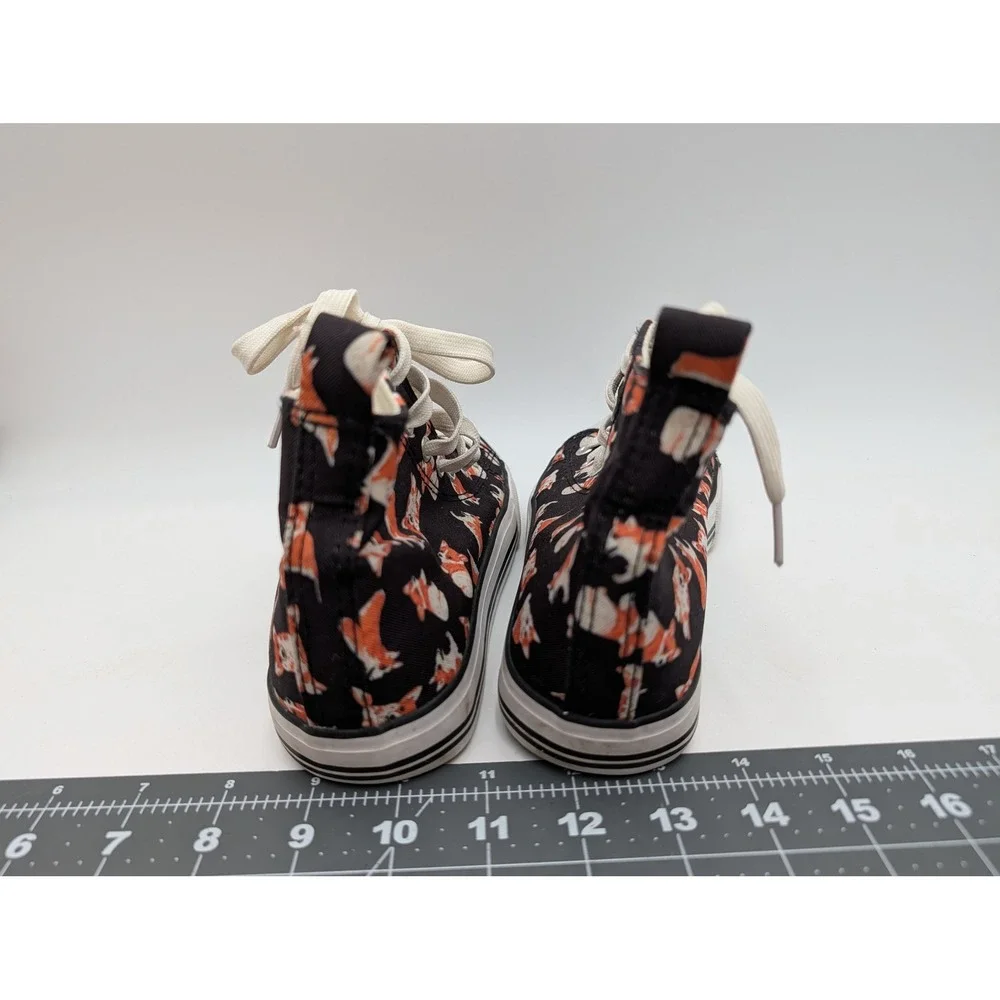 Hot Topic Womens High Top‎ Sneakers Size 6 Corgi Dog Print Canvas Black Orange